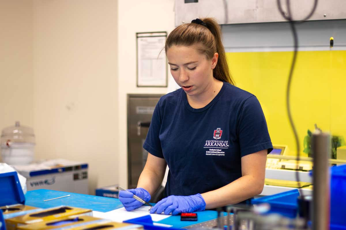 Katie Welch in the Churchill lab at the University of Arkansas